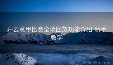 开云意甲比赛全场回放功能介绍-新手教学