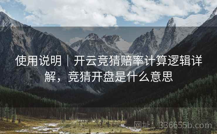 使用说明｜开云竞猜赔率计算逻辑详解，竞猜开盘是什么意思