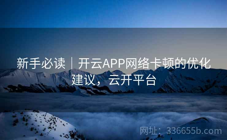 新手必读｜开云APP网络卡顿的优化建议，云开平台